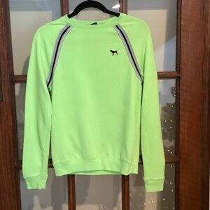PINK Victoria's Secret Lime Green Sweatshirt with Dog Emblem